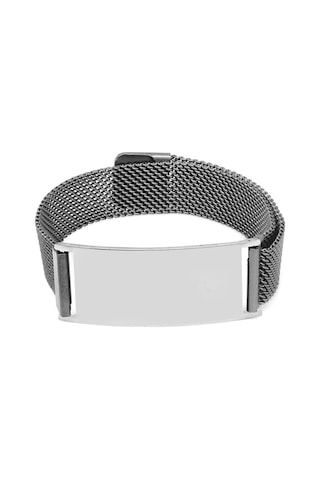 Kişiye Özel İsim Yazılı Magnet Kapamalı Silver Renk Çelik Erkek Hasır Bileklik