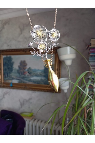 Slowshe-vintage Tasarım Kolye Altın - Beyaz