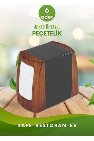 Grimorlife 6 Adet Ahşap Detaylı Çift Taraflı Yaylı Peçetelik Kafe Restaurant Lokanta Büfe Otel Peçetelik Diğer