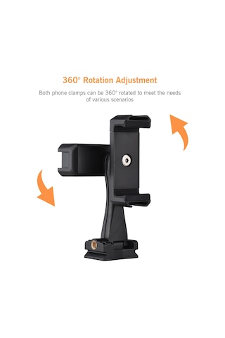 Yunboo Andoer Ad-04 Çift Telefonlu Profesyonel Vlog Tutucu - 360 Dönebilir, 4 Aksesuar Yuvası