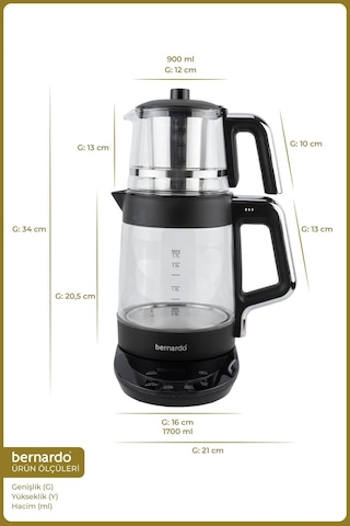 Bernardo Roma 1.7 L Dijital Cam Çay Makinesi