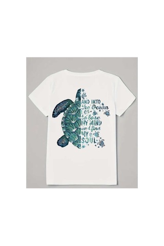 Panda Baskı Tekstil Kaplumbağa Baskılı Özel Tasarım Oversize Tshirt Beyaz