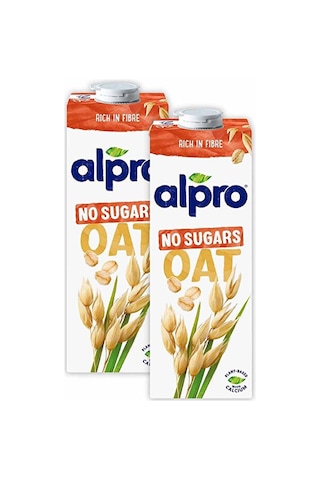 Alpro Şekersiz Yulaf Sütü 2x1 L Vegan Laktozsuz Bitkisel Bazlı