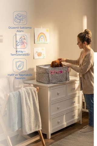 Babyjem - Katlamalı Anne&bebek Organizer Gri Çiçek