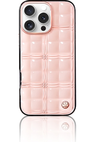 Apple Uyumlu iPhone 16 Pro Kılıf Askı Aparatlı Pynana Metal Grid Kapak Pembe