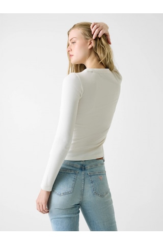 Guess Gj Uzun Kollu Bisiklet Yaka Nakışlı Dar Kesim Kadın Krem Top W6rp22ka0h1-g053 Krem