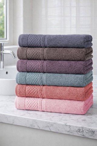 Elif Mira 6 Lı El Yüz Havlusu Seti %100 Pamuklu 50x90 Cm Pure Cotton Mint