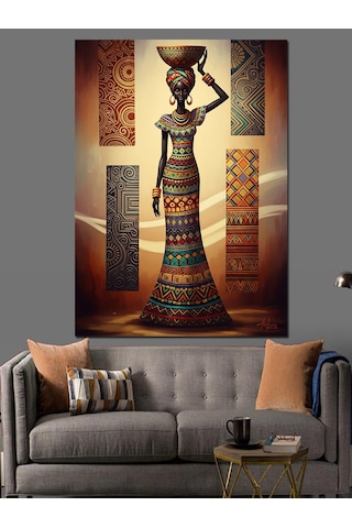 Ahşap Tablo Afrikalı Kadın Tribal Sanat