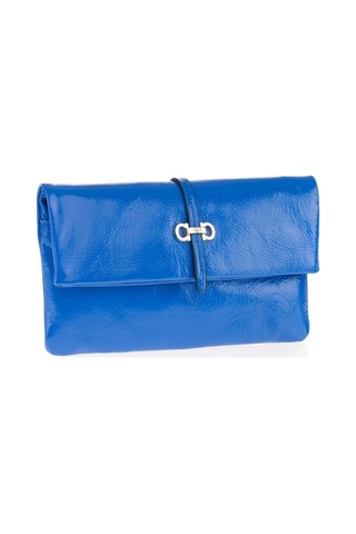 Bilik Deri Mavi Kırışık Rugan Deri Kadın Portföy & Clutch Çanta