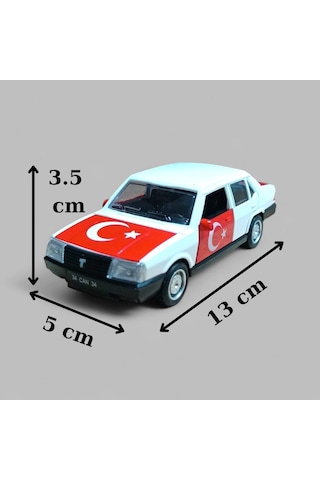 Nostaljik Metal Çek Bırak Türk Bayraklı Beyaz Tofaş Şahin Araba Kapılar Açılır Diğer