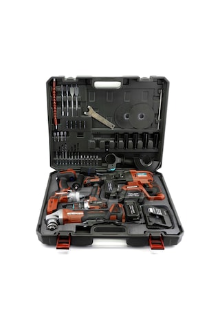 Böhrer BA01012K Kırmızı Akülü Kırıcı Delici + 125 MM Taşlama + 13 MM Vidalama + 450 NM Somun Sıkma + Lamba 5'li Set