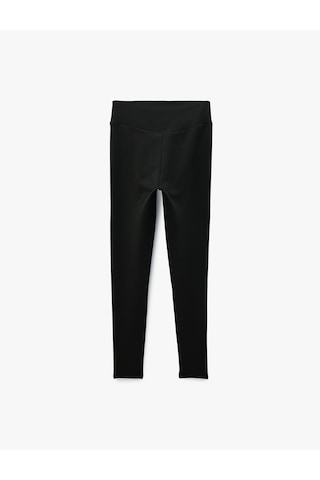 Koton Asimetrik Biyeli Kemer Detaylı Yüksek Bel Slim Fit Spor Tayt Siyah 7wak40117nk