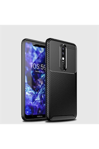Nokia 5.1 Plus Kılıf Karbon Silikon Case