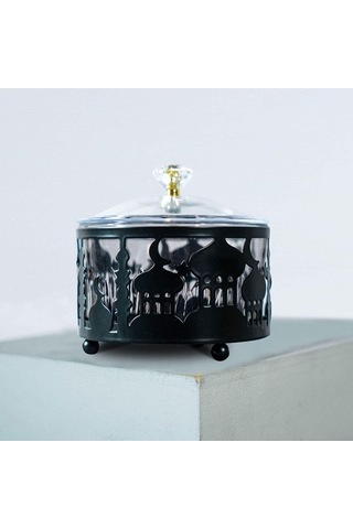 Bosphorusboutique02 Suntek Kapaklı Şekerlik Dekoratif Siyah Teneke Kutu Çeşni Siyah Diğer