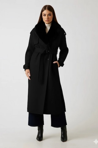 Guess Ella Kadın Siyah Yün Karışımlı Kaban 5bgl027125a-jblk Siyah