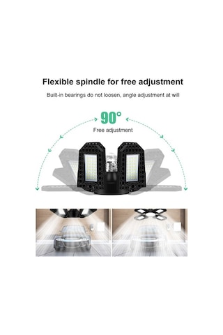 Novahub 100w E27 Katlanabilir Endüstriyel Garaj Lambası, 6000k Soğuk Beyaz, Su Geçirmez, Pratik, Dayanıklı, Mutfak/ticari/karavan