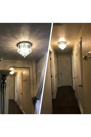 Akasya Büyük Krom Kristal Taşlı Salon Avizesi Krom