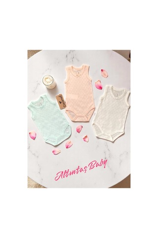 Altıntaş Baby Caramell Yumuşak Ve Nefes Alabilen %100 Pamuk 3'lü Body Set Kız Bebek Somon Somon