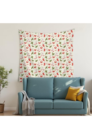 Noel Desenli 50x50 İnç Kare Duvar Halısı, Oturma Odası, Yatak Odası Ve Genç Odası İçin-a129