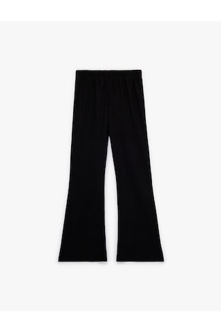 Koton Bürümcük Kumaş Beli Lastikli İspanyol Paça Pantolon Siyah 6skg40015ak Siyah