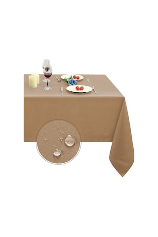 Sıvı Geçirmez Dertsiz Keten Masa Örtüsü Vizon
