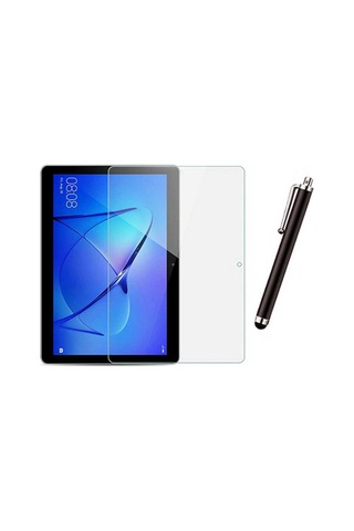 Huawei Mediapad T5 10,1 İnç Uyumlu Şeffaf Kılıf Cam Kalem Set Arka Kapak