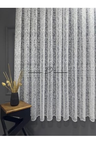 Tül Perde Pati Desen Örme Kumaş Kısa Camlar İçin Uyumlu 300 X 190 Çok Renkli