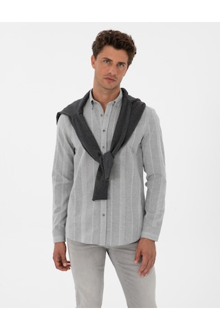 Pierre Cardin Erkek Gri Gömlek Desenli 50312373-vr024 Gri