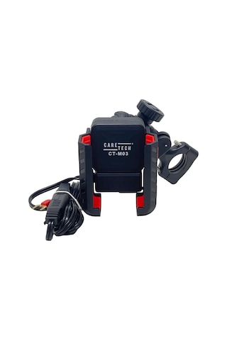 Ct-m03 Telefon Tutucu Hızlı Şarj Gidon Ayna Montajlı Motosiklet Type-c Üniversal Siyah