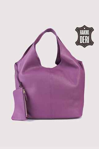 Hakiki Deri Kadın Omuz Çantası Mürdüm Smr9199 Mürdüm