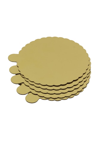 5 Adet Kulplu Sarı Yuvarlak Kalın Ekstra Dayanıklı Karton Pasta Altlığı 15 Cm Altın