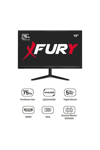 Fury 19" Geniş Ekran 75 Hz 5ms Vga,hdmı Led Monitör