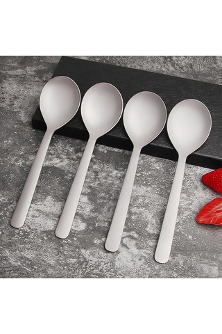 Samdoo Titanyum Yemek Kaşığı, Hafif Ve Taşınabilir, Kamp Ve Piknik İçin, Gümüş Renk, 18.2x4.9 Cm, 35 Gr Gümüş