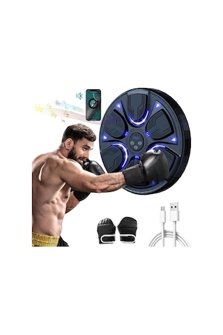 Boks Torbası Akıllı Müzikli Boks Makinesi Eldivenli Yetişkin Çocuk Egzersiz Boks Spor Ekipmanı Siyah