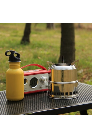 Yunboo Çelik Çelik Kamp Ateşi, Isı Ve Pişirme Için Taşınabilir, Uzun Süreli Ateşleme, Piknik Ve Bisiklet Turları İçin Uygun Gümüş