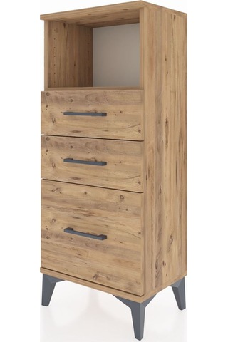 Arges Komodin Tek Raflı 3 Çekmeceli 44x30x106 Çam-çam Çam