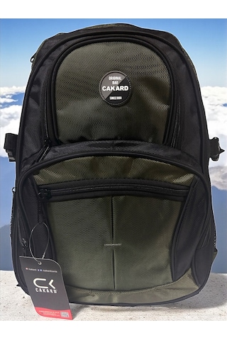 Su Geçirmez Kalın Ortopedik Çok Bölmeli Laptop Okul Gezi Seyahat Kamp Sırt Çantası Büyük 30x47cm Haki