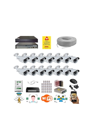 14 Kameralı Set - 5 Mp 1940p Sensör 6 Megapiksel Sony Lens Metal Kasa Ip Güvenlik Kamerası Seti