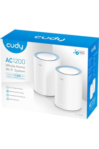 Cudy M1200 2-Pack AC1200MBPS 2.4ghz/5ghz Ap/re/wısp Mu-Mımo Kablosuz 2'li Mesh Wi-Fi Sistemi