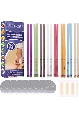 Mufunye Doğal Balmumundan Kulak Mumları, Lenf Dolaşımını Destekler, 16 Parça, 8 Renk Seçeneği