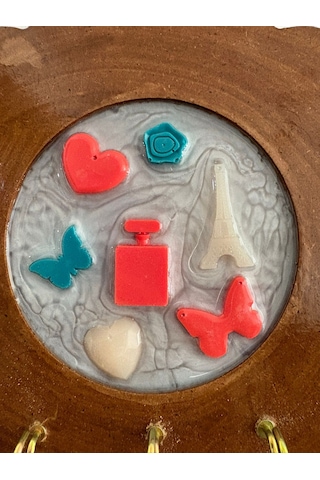 Pelince - Paris Temalı - Epoksi Ahşap Anahtar Askılığı Tek Ürün - Çap: 18 Cm Ahşap