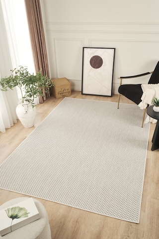Sisalux 3082 Beyaz Gri Sisal Dokuma Jüt Kilim Hav Toz Vermez Halı Salon Mutfak Oturma Odası Halısı Beyaz - Gri