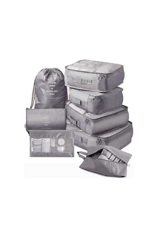 Novahub 8 Parçalı Seyahat Organizasyonu Seti, Düzenli Paketleme Çantası, Gri, Kısa Ve Uzun Yolculuklar İçin Gri