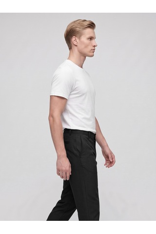 Plus Scorpion Erkek Yazlık Bağcıklı Kumaş Pantolon Slim Fit Rahat Kesim Günlük Pantolon Siyah
