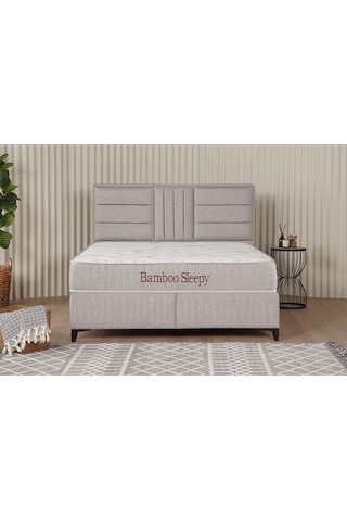 Kilim Mobilya Bamboo Sleepy Set ( Sandıklı Baza + Başlık + Yatak ) 180x200 Krem