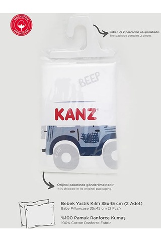Kanz Pamuklu 2'li Bebek Yastık Kılıfı 35x45 Cm - Mavi