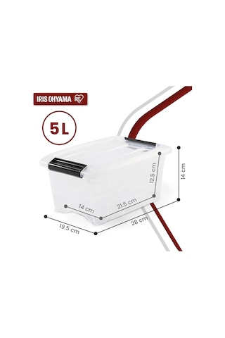 Iris Ohyama, 6'li Set İstiflenebilir Saklama Kutuları Klik Kilitli New Top Box Ntb-5 Plastik, Şeffaf, 6 X 5 L, Çok Renkli