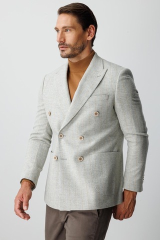 Erkek Gri Slım Fıt / Dar Kalıp Geniş Kırlangıç Ceket-20009 Gri