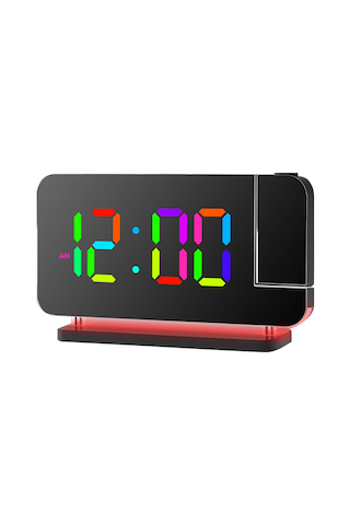Padalink Siyah Rgb Led Işıklandırmalı Ev Dekorasyon Saati, Renkli Gece Lambası Ve Saat Projeksiyonu Fonksiyonlu Ev Aletleri Diğer