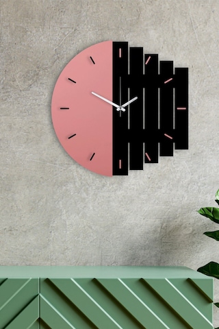 Dekoratif Modern Ahşap Duvar Saati Ritim Pembe-siyah Dekoratif Modern Ahşap Duvar Saati Ritim Pembe-siyah